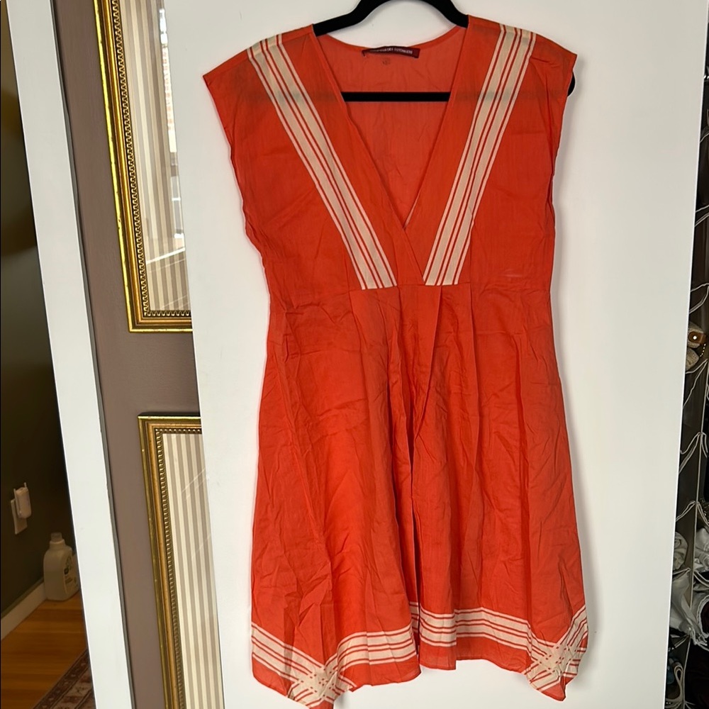 Orange V-Neck Women's dress